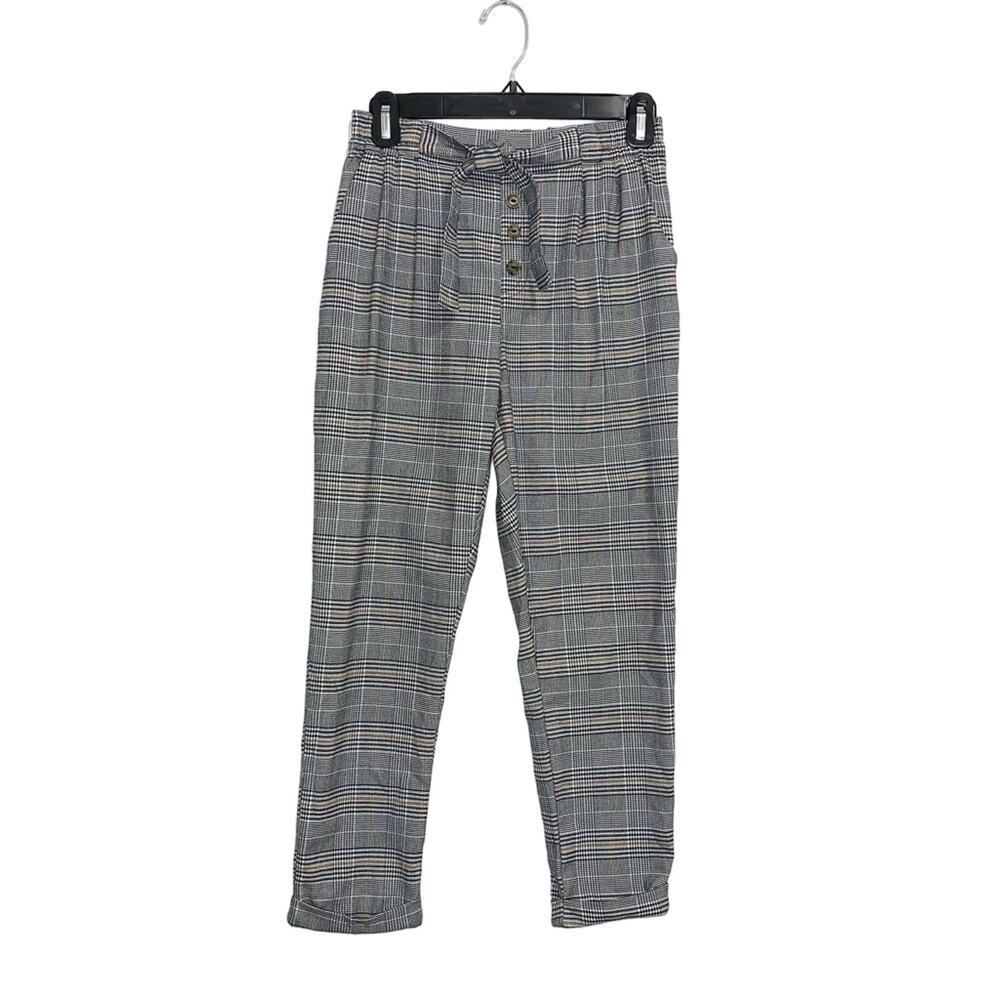 H&M High Waist Pants Black Houndstooth Plaid  Size 14 Girls